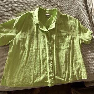 Cotton linen lime green shirt